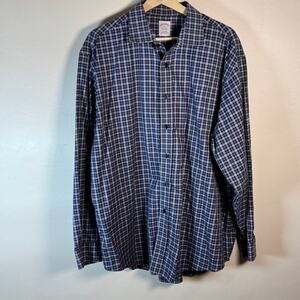 Brooks Brothers Men Long Sleeve Button Front Dress shirt XL Blue Check Print